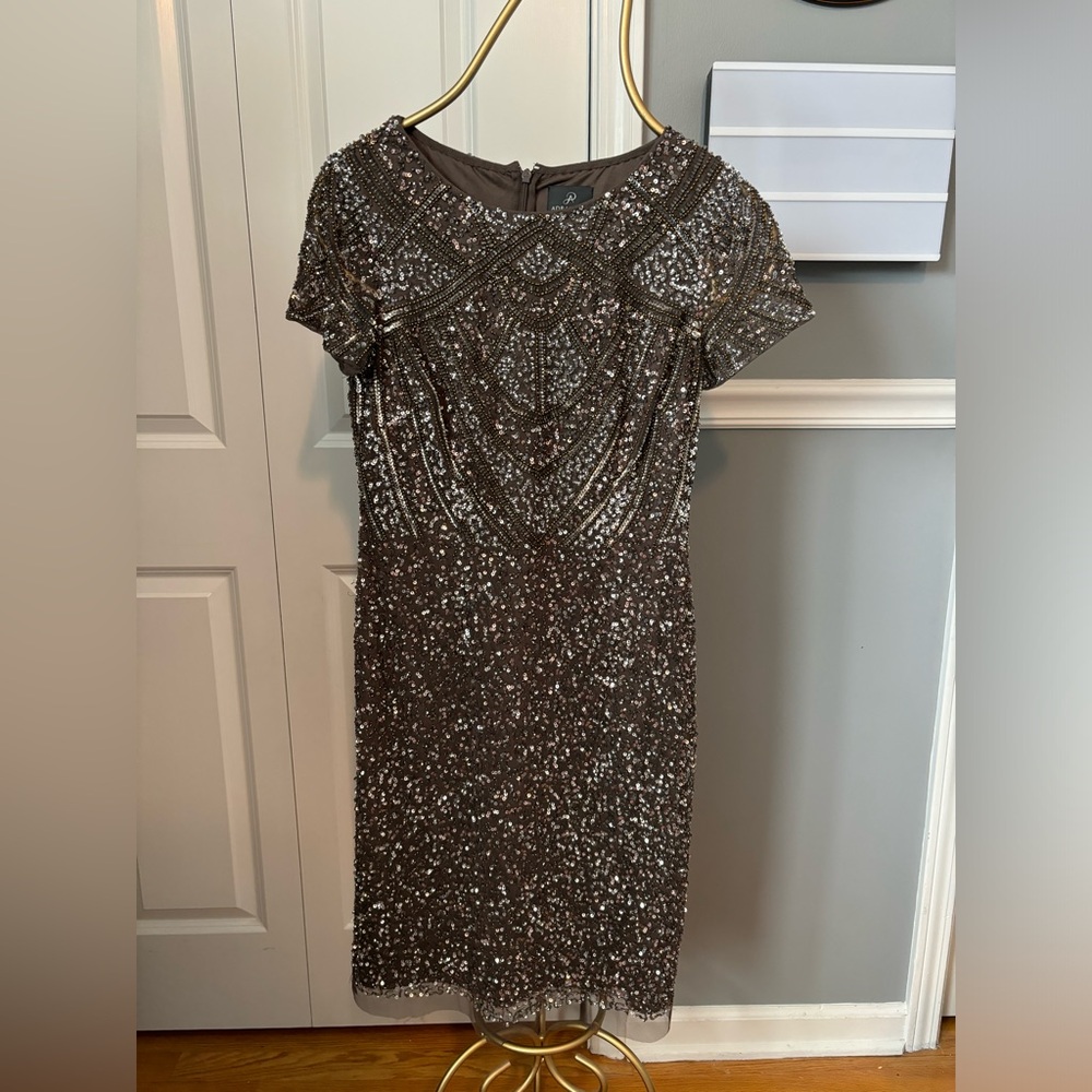 Adrianna Papell Brown Sequin Midi Dress